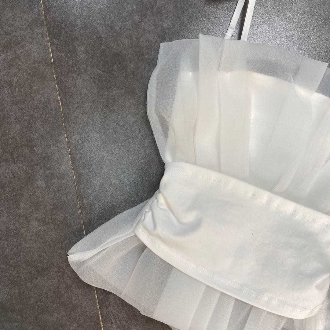 DEAT summer fashion women clothes straps high waist mesh spliced sweet girl's top female tank WS31200L 210709