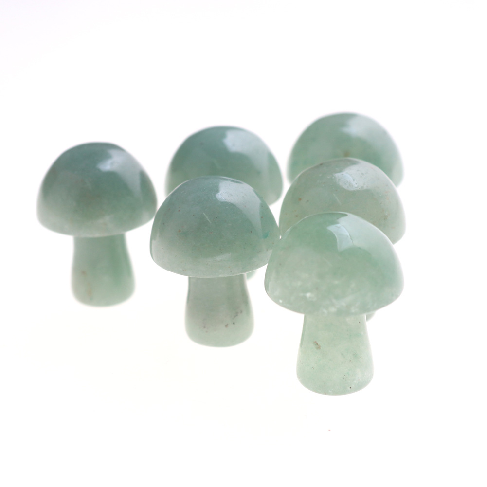 Mini Mushroom Statue Natural Stone Carved Decoration Rose Quartz Healing Crystal Gift Room Ornament Fish Tank Decor