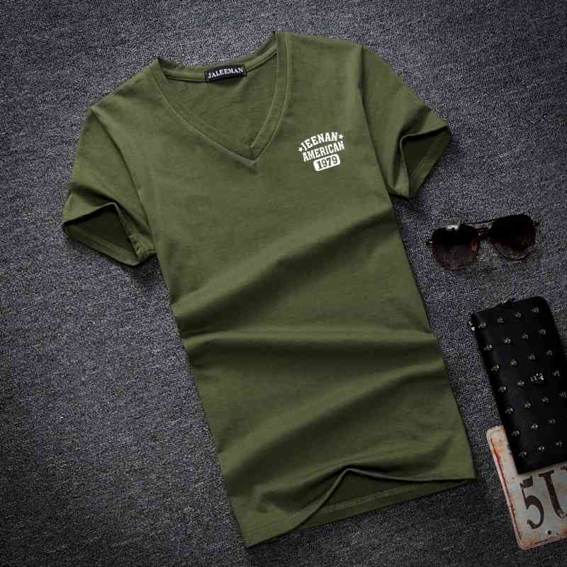 summer Letter Printed Men's T Shirt Fashion V Neck Short Sleeve Mens Clothing Casual Slim Fit op ees Plus Size 5Xl 210629