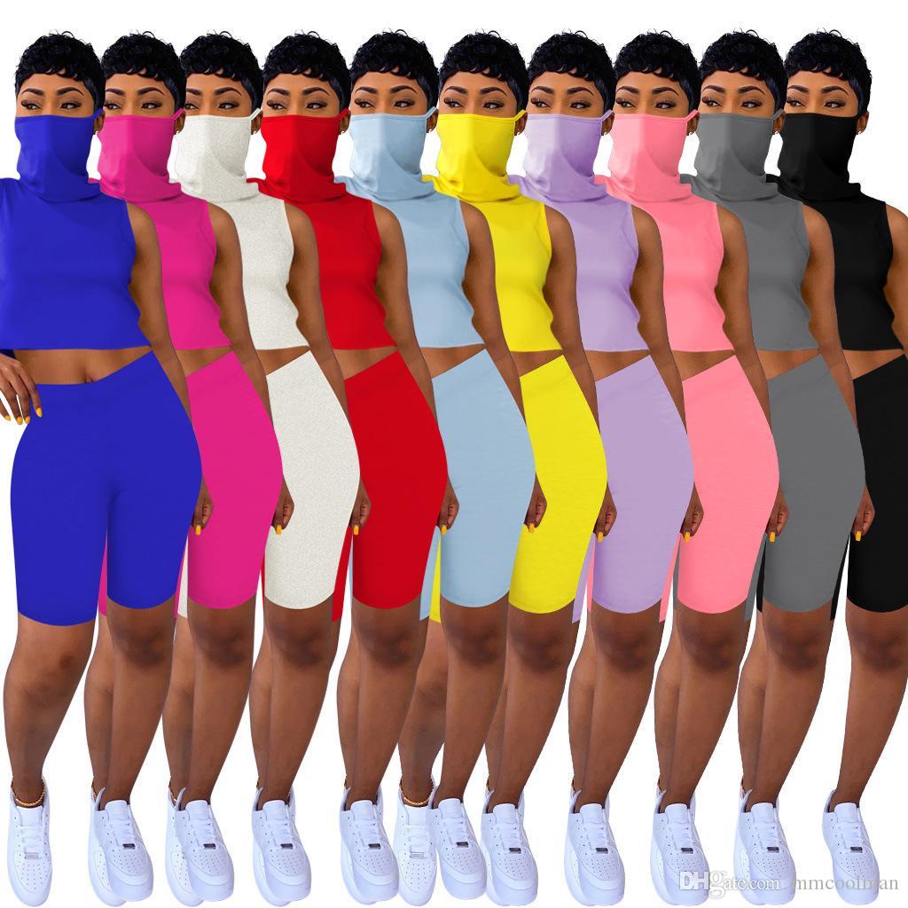Women Summer 2 Two Piece Tracksuits Sleeveless Vest With Face Mask Bodycon Biker Shorts Casual Sports Outfits Set Jogging Sportswear Clothes, Gray
Women Summer 2 Two Piece Tracksuits Sleeveless Vest With Face Mask Bodycon Biker Shorts Casual Sports Outfits Set Jogging Sportswear Clothes, Gray