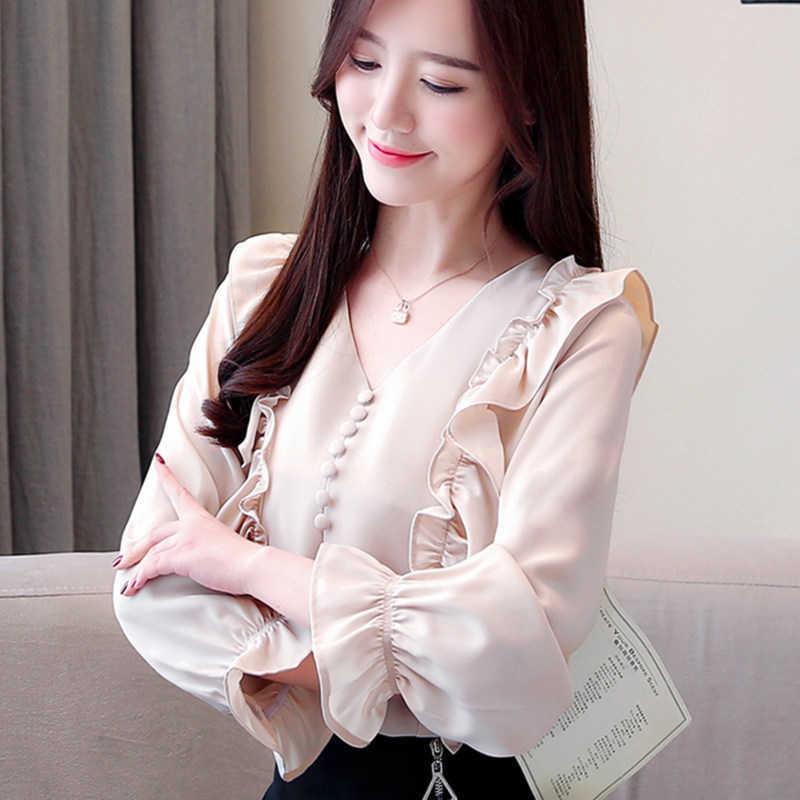 Korean Women Blouses Chiffon for Long Sleeve Shirts Woman Ruffles Tops Plus Size Ladies V Neck Shirt 210604, Blue
Korean Women Blouses Chiffon for Long Sleeve Shirts Woman Ruffles Tops Plus Size Ladies V Neck Shirt 210604, Blue