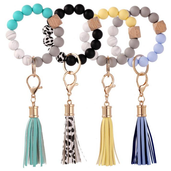 Jewelry Silicone Beads Keychain Wooden Tassel String Chain Bracelet Key Ring Women Girl Wrist Strap Keychains Fashion Accessories 15 Designs BT6594, As picture
Jewelry Silicone Beads Keychain Wooden Tassel String Chain Bracelet Key Ring Women Girl Wrist Strap Keychains Fashion Accessories 15 Designs BT6594, As picture
