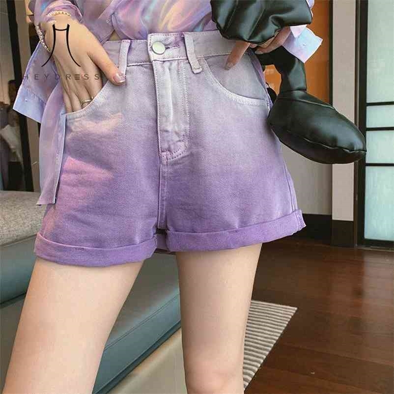 High waist gradient purple denim shorts vintage female summer streetwear loose wide leg women fashion bottoms 210517, Lavender
High waist gradient purple denim shorts vintage female summer streetwear loose wide leg women fashion bottoms 210517, Lavender