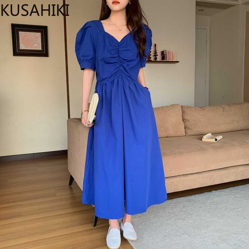 KUSAHIKI Korean Chic V-neck Folds Dresses Puff Sleeve Summer Vestidos Sweet Slim Waist Fashion Woman Dress 6J343 210602, Pink
KUSAHIKI Korean Chic V-neck Folds Dresses Puff Sleeve Summer Vestidos Sweet Slim Waist Fashion Woman Dress 6J343 210602, Pink