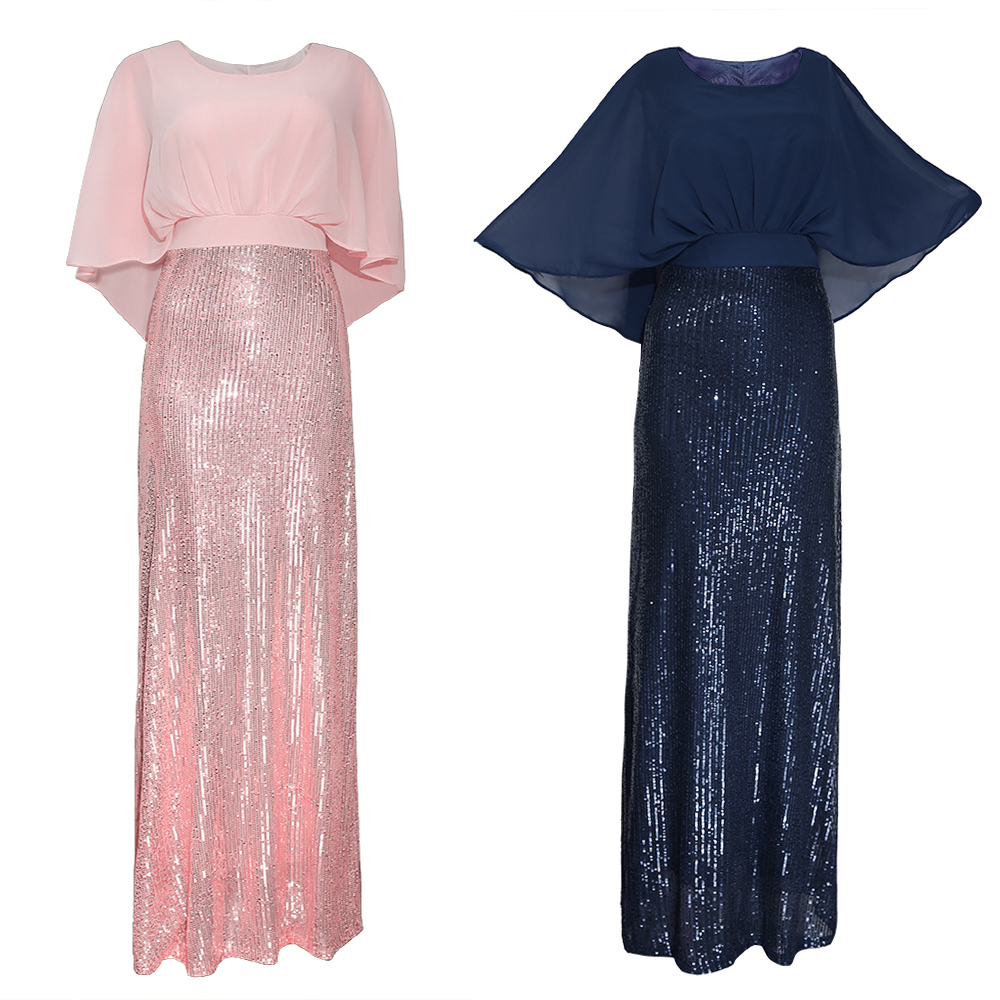 Sparkly Sequined Balck Mermaid Prom Dresses Long 2021 Arabic African Short Cape Wrap Plus Size Women Evening Gowns Chiffon Top Special Occasion Dress
