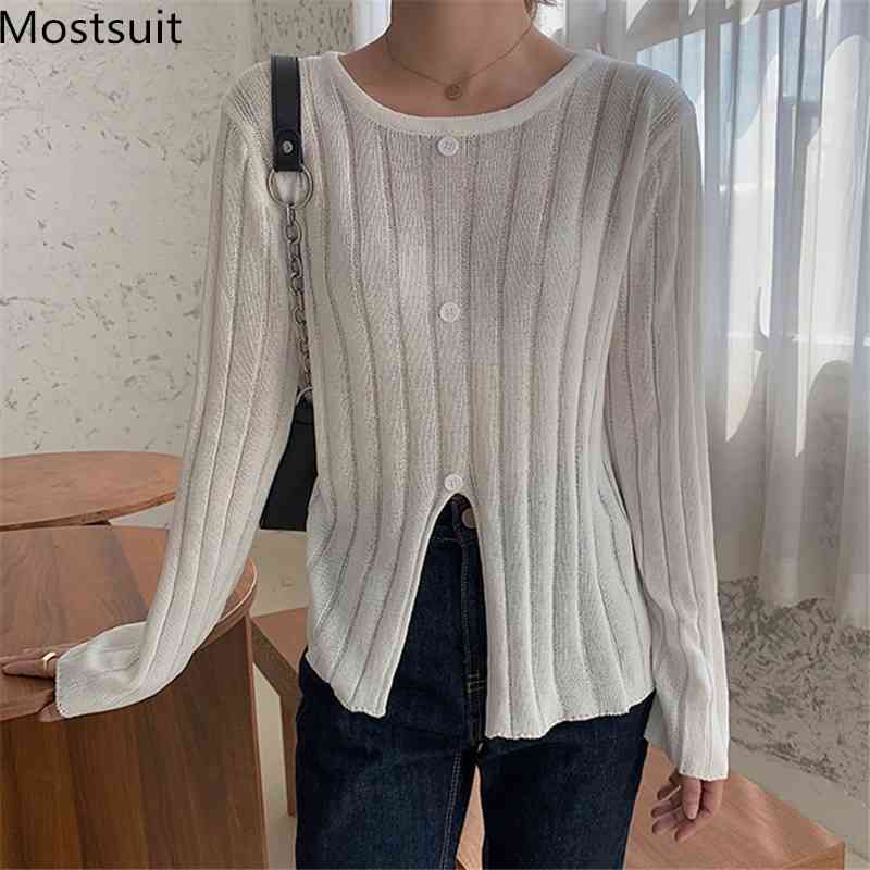 Autumn Korean Knitted Tops Sweater Women Buttons Splitting Long Sleeve O-neck Pullovers Stylish Casual Solid Female 210518, White
Autumn Korean Knitted Tops Sweater Women Buttons Splitting Long Sleeve O-neck Pullovers Stylish Casual Solid Female 210518, White