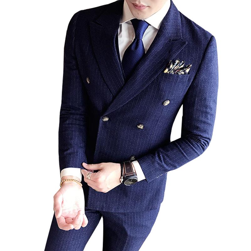 Men's Suits & Blazers 3 Piece Groom Wedding Dress Stage Formal Striped Suit (Jacket+Vest+Pants) Double-breasted Business Mens Blue, White;black
Men's Suits & Blazers 3 Piece Groom Wedding Dress Stage Formal Striped Suit (Jacket+Vest+Pants) Double-breasted Business Mens Blue, White;black