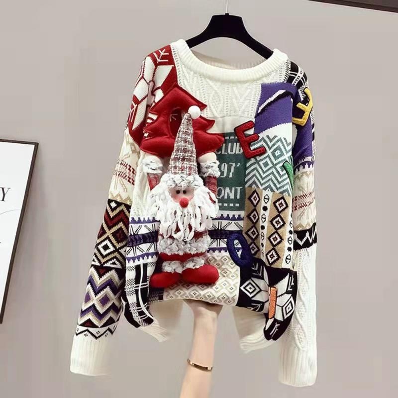 Women's Sweaters Christmas Cartoon Appliques Girls Red Knit Pullovers Long Sleeve Autumn Winter Casual Loose Outerwear Sweater
Women's Sweaters Christmas Cartoon Appliques Girls Red Knit Pullovers Long Sleeve Autumn Winter Casual Loose Outerwear Sweater