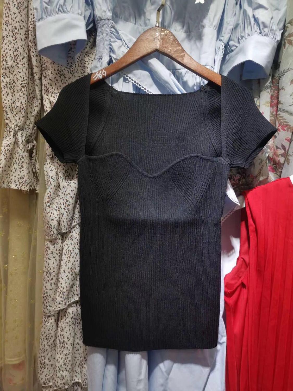 Summer Casual Knitting T- Shirt Women Short Sleeve Slim Tunic T-Shirt Female Fashion Clothing 210520