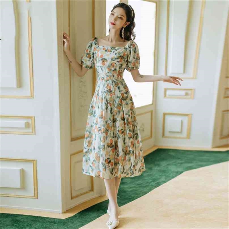 Summer Elegant Tunic Midi Fit and Flare Square Collar Chiffon Print Dresses Lantern Short Sleeve Vestidos De Fiesta 210603, Blue
Summer Elegant Tunic Midi Fit and Flare Square Collar Chiffon Print Dresses Lantern Short Sleeve Vestidos De Fiesta 210603, Blue