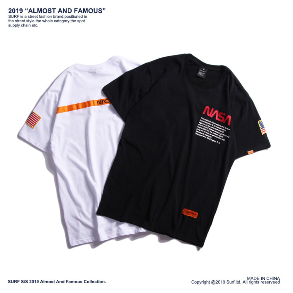 High quality T-shirt Special offer: products in spring and summer of NASA co branded printing loose men's national fashion short sleeve, White
High quality T-shirt Special offer: products in spring and summer of NASA co branded printing loose men's national fashion short sleeve, White