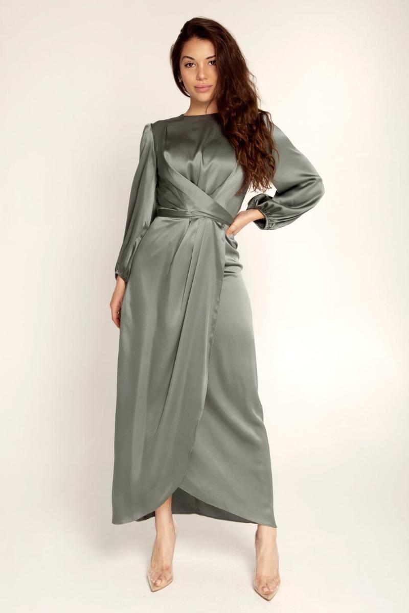 Loriya Soft Waist Dress, Dubai Satin Dress Lr386 Two Piece