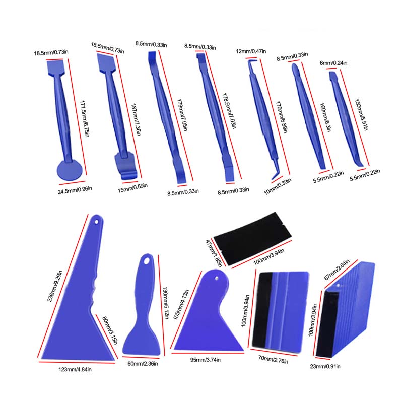 21pcs Portable Felt Edge Squeegee Tool Cars Vinyl Wrap Application Decal Scraper Auto Cleaning Car Brush Tools Accessories