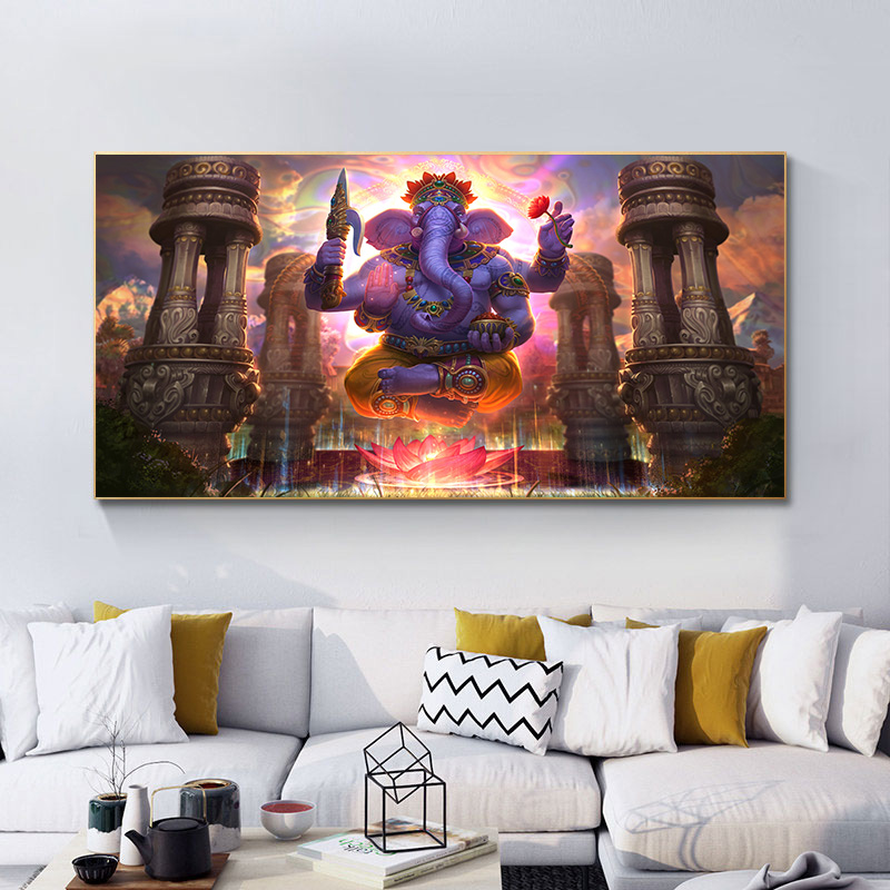 Classical Ganesha Hindu Deity Wall Art Picture Canvas Painting Poster And Print Mural Home Decor For Living Room Decoration