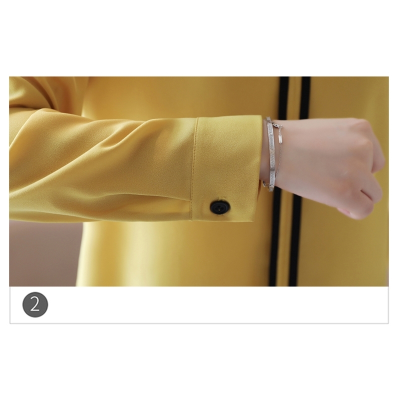 Women Blouse ladies tops solid Chiffon White Shirt Women's Tops Long-sleeved V-Neck Blusas mujer de moda 938H 210420