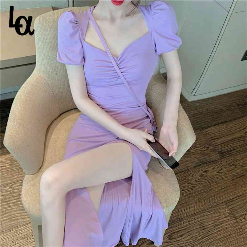 French Split Dress Women Sexy Puff Sleeve Solid Japan Korean Style Elegant Casual Summer 210519, Green
French Split Dress Women Sexy Puff Sleeve Solid Japan Korean Style Elegant Casual Summer 210519, Green