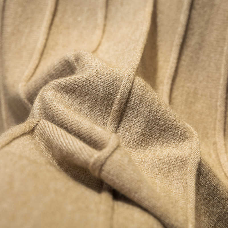 Women Knitted Ribbed Pleated Midi Skirts Solid Warm A-Line Skirt Female Winter Autumn Trendy Elegant Ladies Bottoms Girls 210619