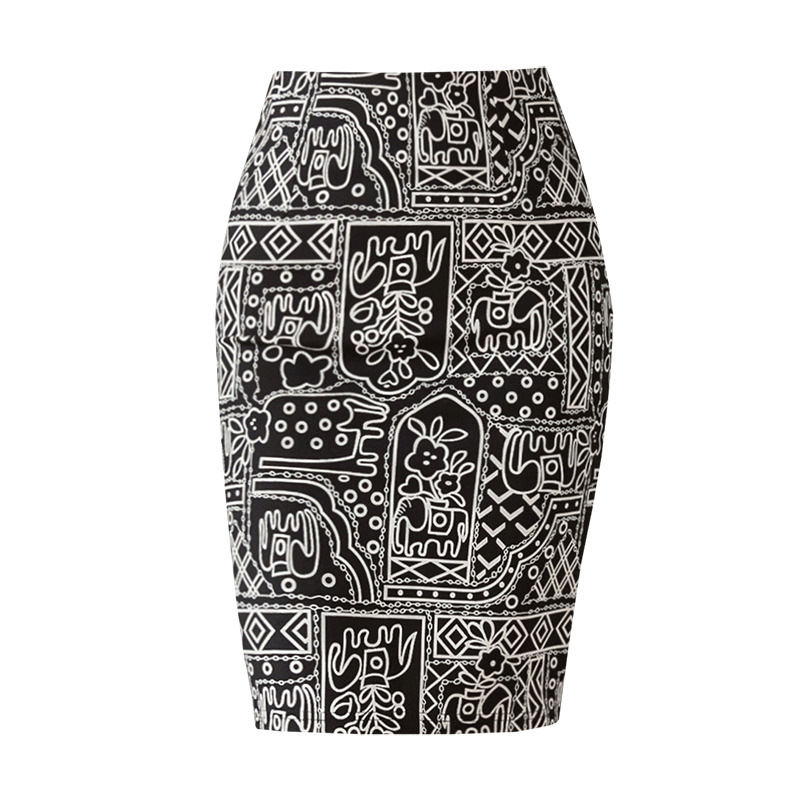 Sexy Fashion Printed Femal Large Size Women Trumpet Skirts Nature Waist Hip Skirt Temperament Joker Elastic 6534 50 210508