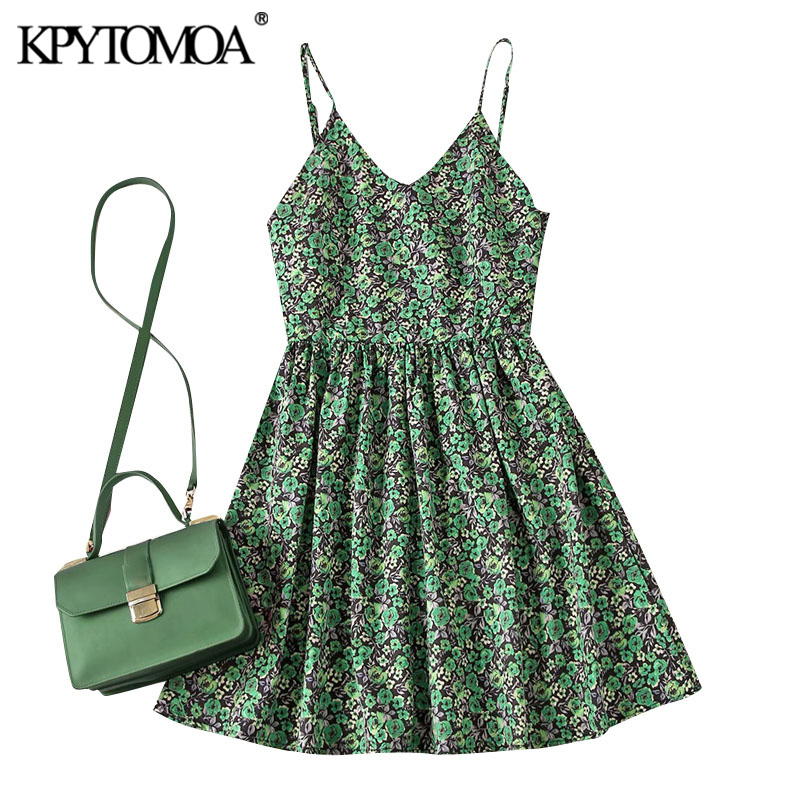 Women Chic Summer Fashion Floral Print Mini Dress Backless Elastic Thin Straps Beach Female Dresses Mujer 210420
