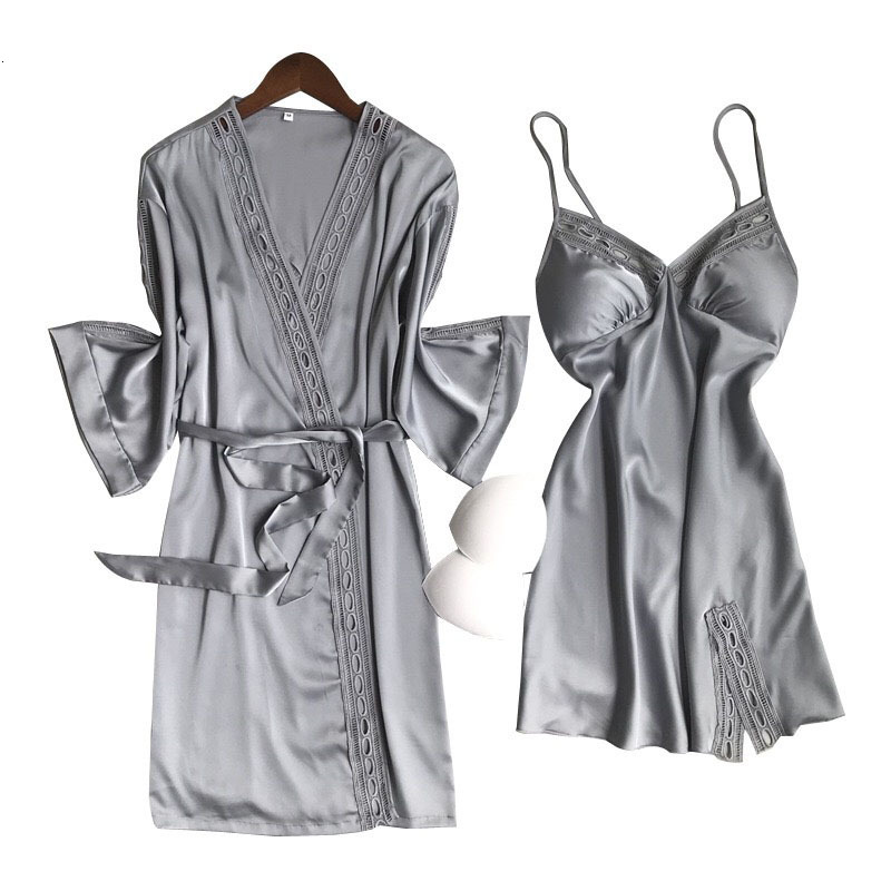 Women's Sleepwear Ladies Solid Color Nightgown Sexy Women Fall And Spring Robe Soft Silk Satin Loose Cardigan+Dress 2Pcs Set Homew, Pink
Women's Sleepwear Ladies Solid Color Nightgown Sexy Women Fall And Spring Robe Soft Silk Satin Loose Cardigan+Dress 2Pcs Set Homew, Pink