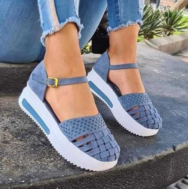 Fashion Women Hollow Out Sandals Summer Flat Heel Sandals Female Casual Sewing Increase Platform Sandals Ladies Sandalias