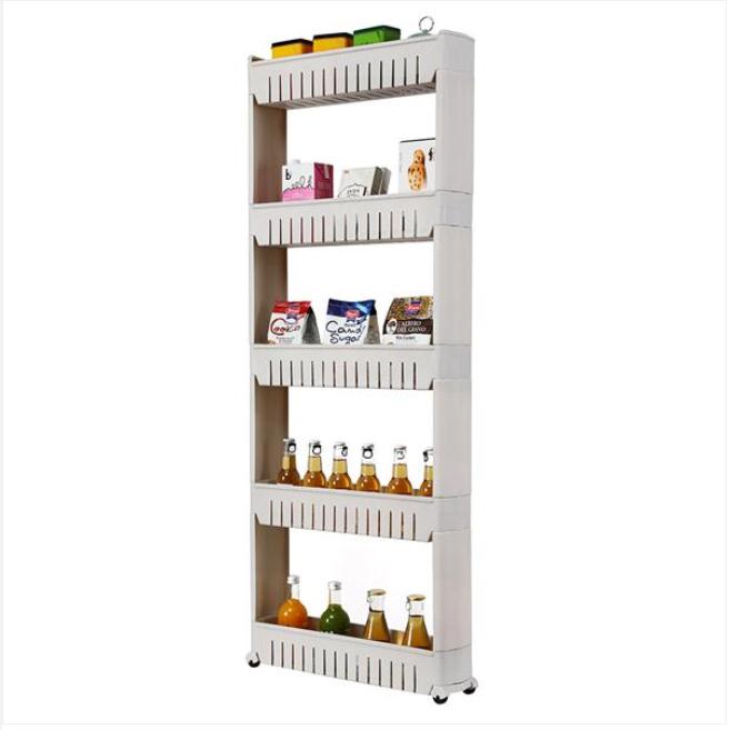2022 Boxes & Bins 5 Tier Mobile Shelving Unit Organizer Slide Out Storage Tower Slim Rack with Wheels Pull Pantry Shelves Cart for Kitchen Bath Room N