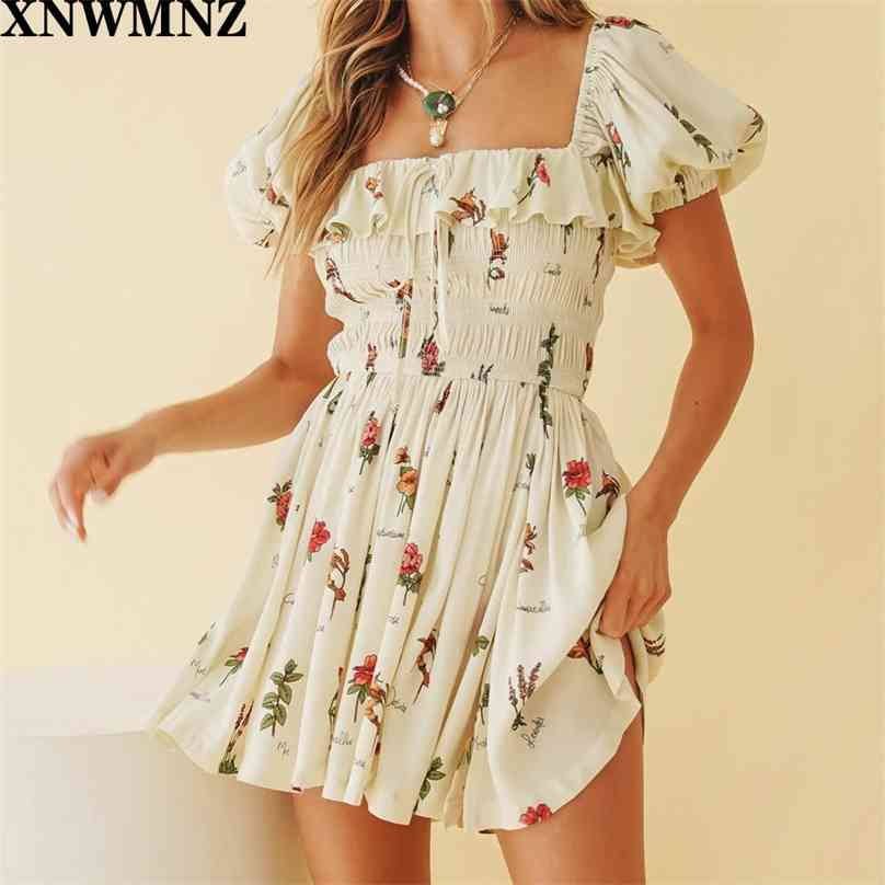dress Elegant White Women Day Dress Floral Puff Sleeve Mini Party Lace-up Sexy Backless Summer Ladies Outfit 210520, Multi
dress Elegant White Women Day Dress Floral Puff Sleeve Mini Party Lace-up Sexy Backless Summer Ladies Outfit 210520, Multi