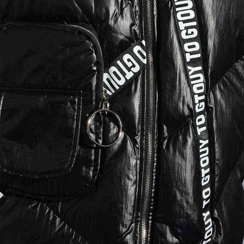 XITAO Streetwear Fashion Women Winter Turn-down Collar Full Sleeve Vest Female Patchwork [pcker Letter ZLL2158 211120