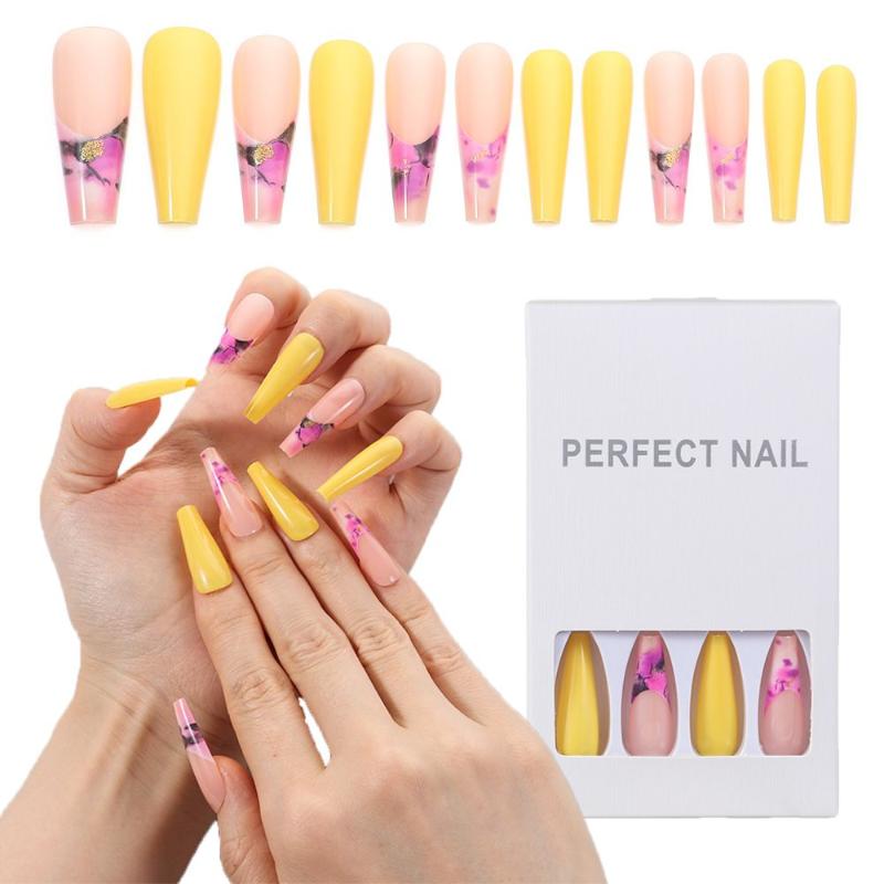 False Nails Beauty Extra Long Jelly Gum Yellow French Nail Fake Coffin Tip Ballerina, Red;gold
False Nails Beauty Extra Long Jelly Gum Yellow French Nail Fake Coffin Tip Ballerina, Red;gold