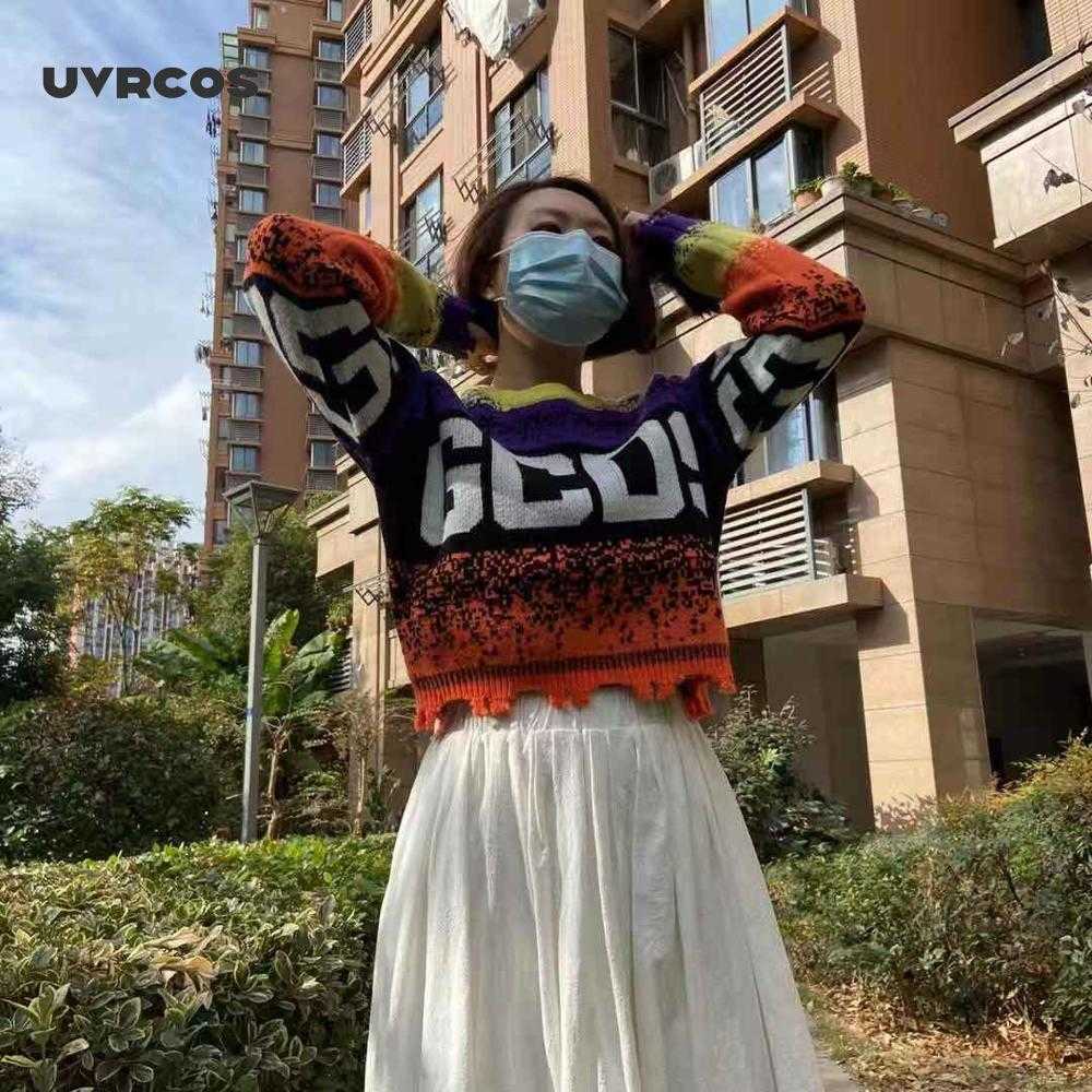 O-neck Letter Streetwear Women Sweaters Autumn Casual Tassel Knitted Pullovers 210712wtt