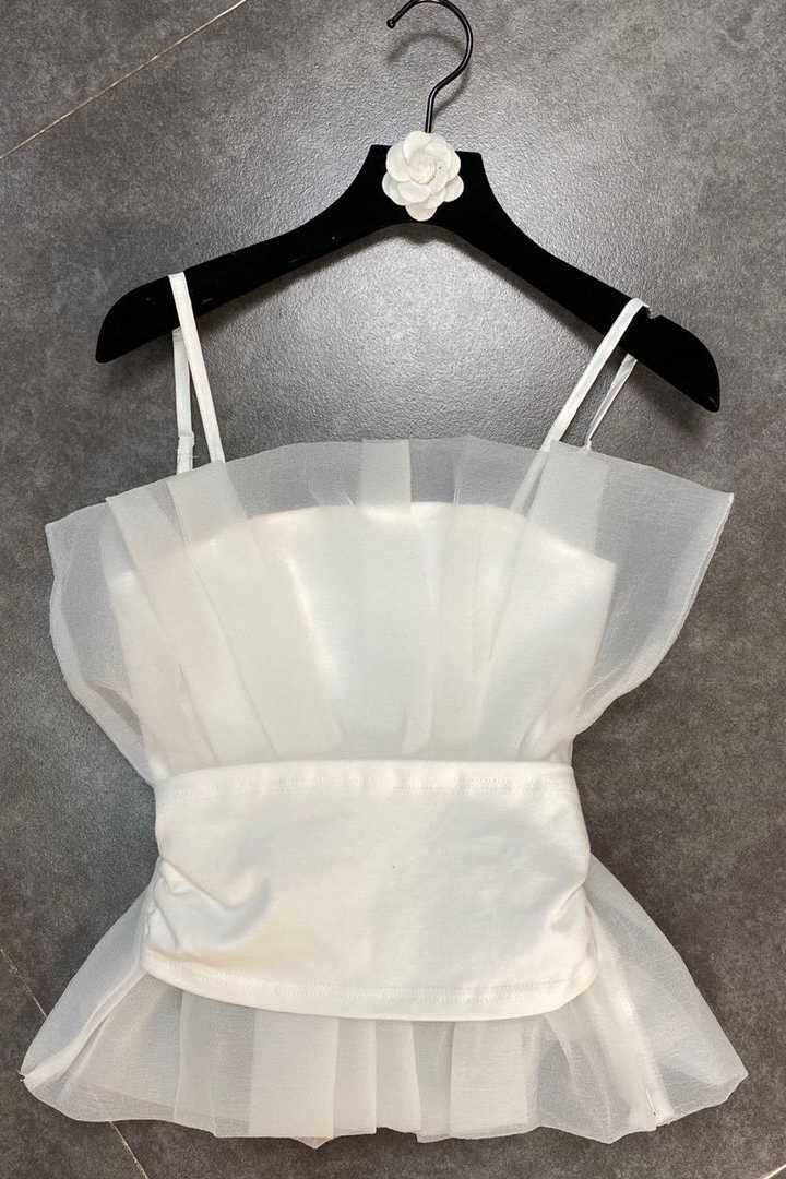 DEAT summer fashion women clothes straps high waist mesh spliced sweet girl's top female tank WS31200L 210709