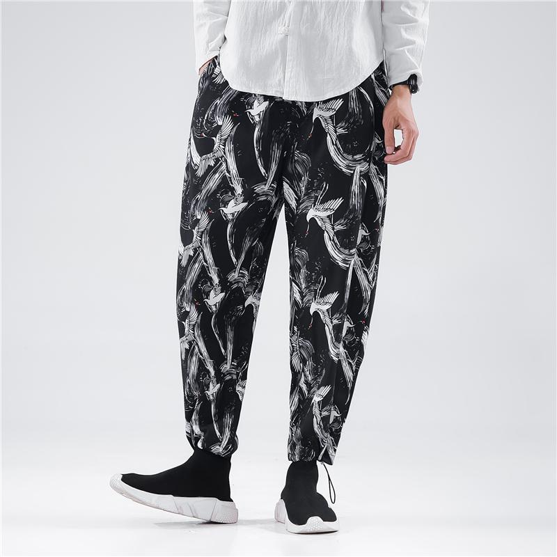 Mens Ankle-Length Trousers Casual Jogging Fashion Loose Sweatpants Male Printed Hip Hop Harem Pants Streetwear Men's