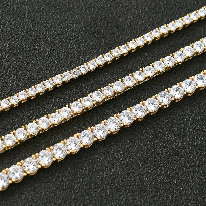 7inch-24inch Hip Hop Sparkling Luxury Jewelry Tennies Chain Pendant 3MM 4MM 5MM 5A Zircon CZ Diamond Gemstones Party 14KT White Rose Gold Fill Women M