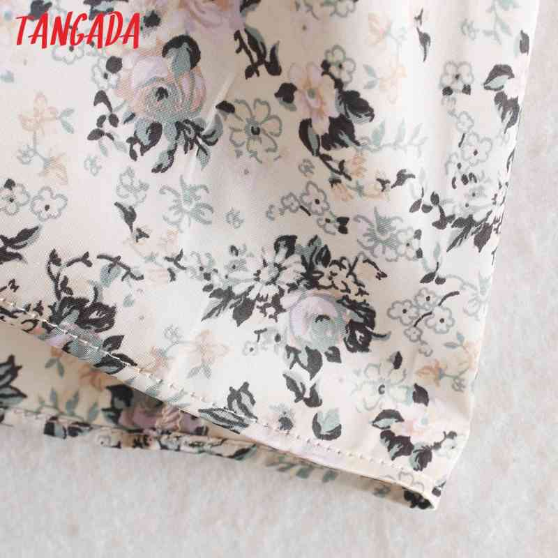Women Chic Fashion Floral Print Pleated Midi Dress Vintage Lantern Sleeve Female Dresses Vestidos 2W96 210416