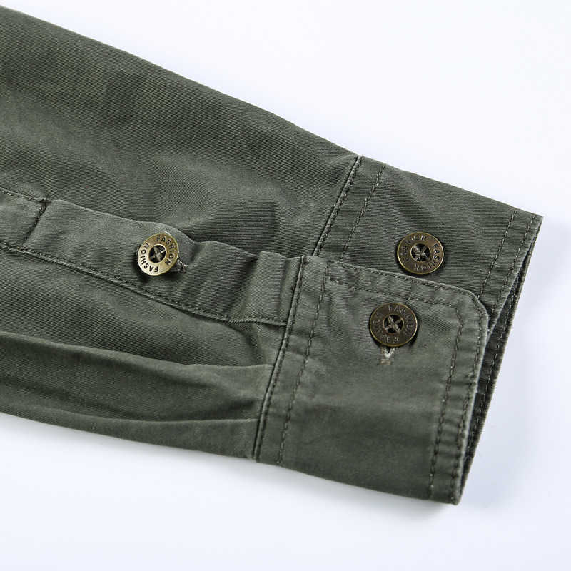 Autumn Men's Casual Cotton Solid Long Sleeve Safari Style Shirt GML04-C311 210721