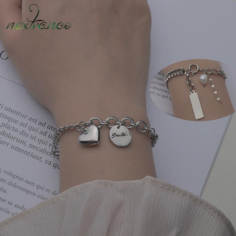 Link, Chain Nextvance Heart Smile Bracelet Stainless Steel Simulated Pearl Bracelets Bangle For Women Drop Jewelry Gift
Link, Chain Nextvance Heart Smile Bracelet Stainless Steel Simulated Pearl Bracelets Bangle For Women Drop Jewelry Gift