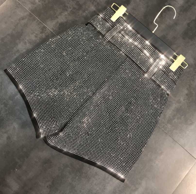 Drilling Heavy Industry High Waist Shorts Women Autumn Winter Diamond 2021 Fashion Belt Wide Leg Boots Women's