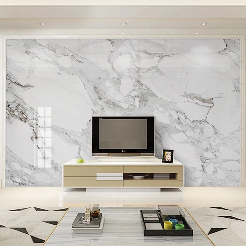 Custom Photo Mural Wallpaper 3D Jazz White Marble Wall Living Room TV Sofa Bedroom Theme Hotel Modern Waterproof