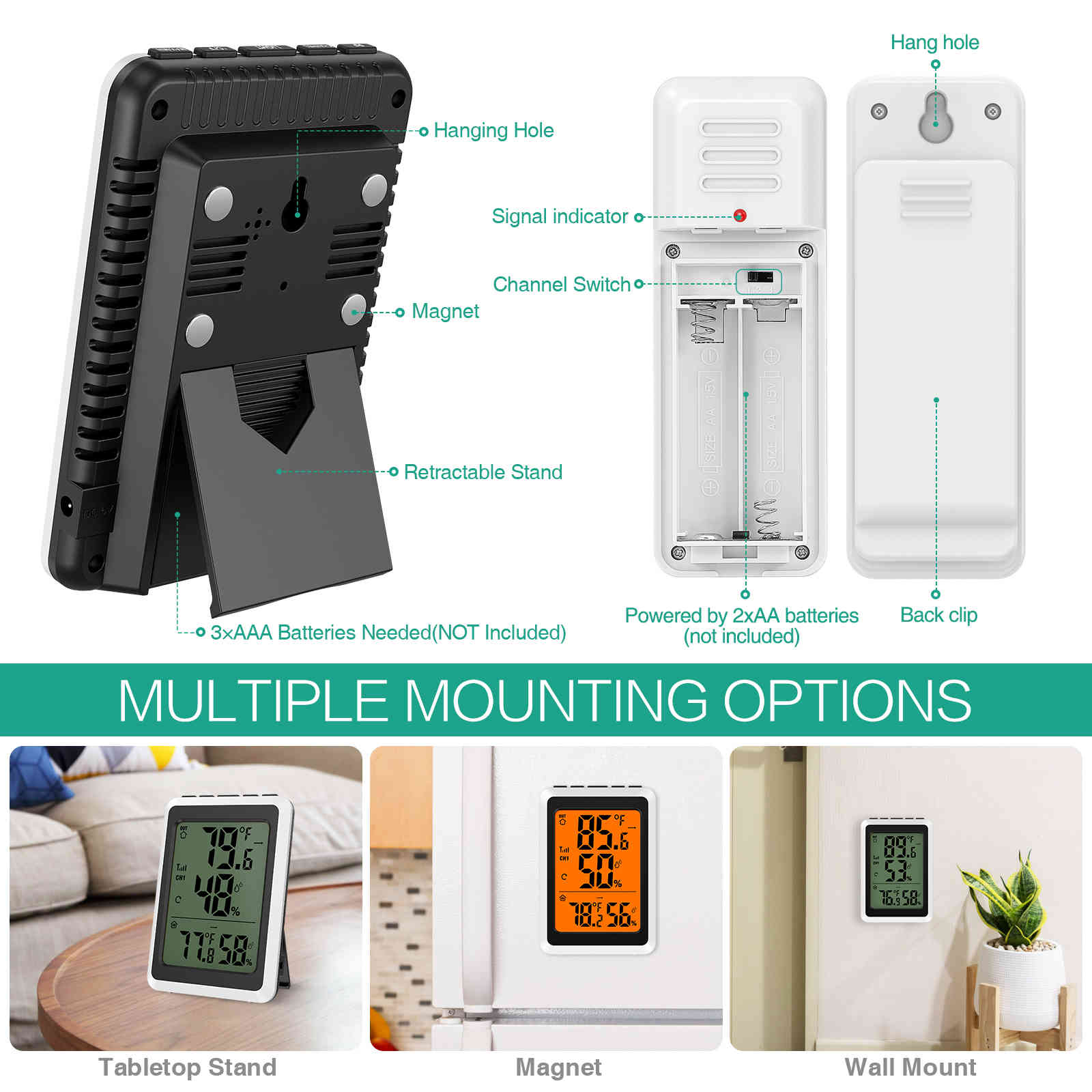 The free indoor digital indoor electronic thermometer wireless hygrometer humidity meter temperature monitor with sensors