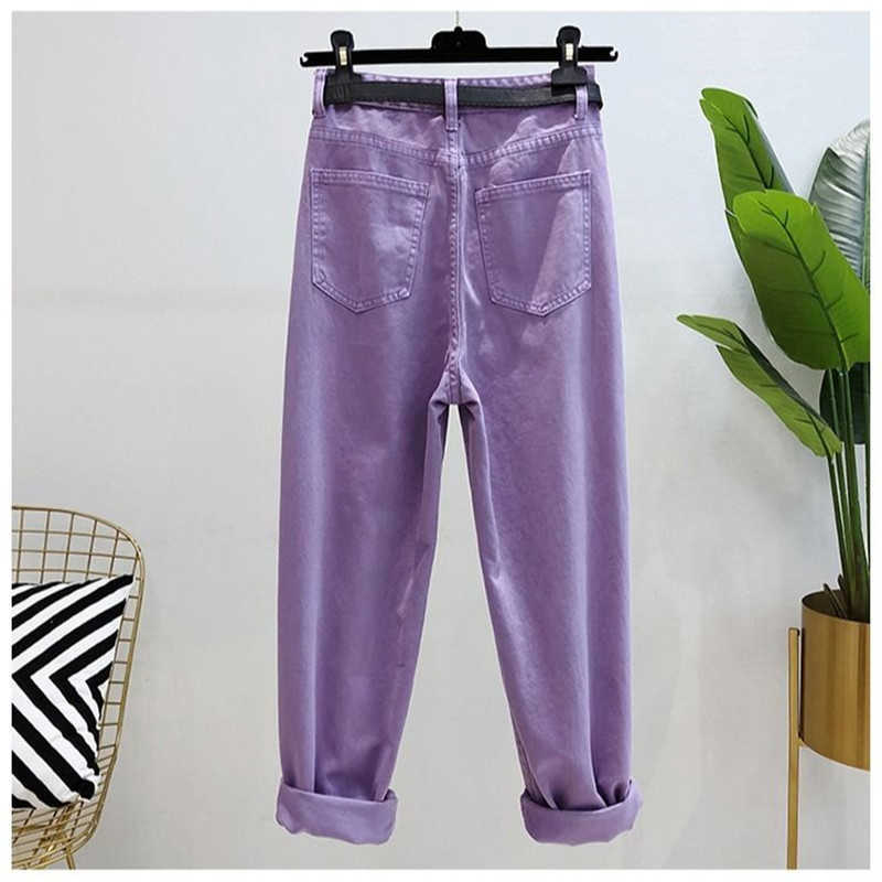 White Purple Jeans Plus Size High Waist Denim Harem Pants Boyfriend jeans for Women Streetwear Loose Trouser vaqueros mujer 210809