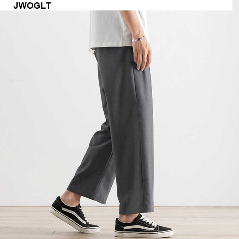Summer Korean Fashion Men Pants Streetwear Hipster Black Gray Button Fly Straight Ankle-Length Harajuku Janpan Trousers 210528