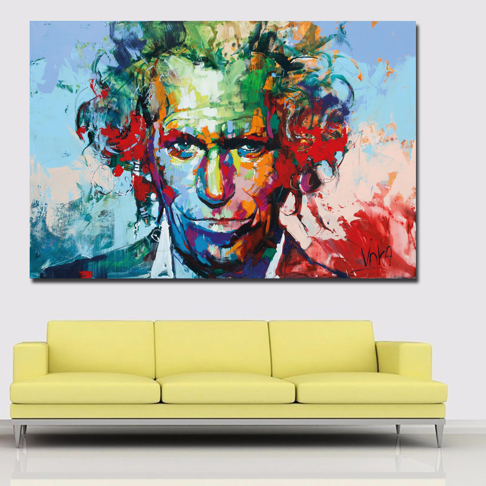 Colorful Portrait Oil Painting Printed On Canvas Spontaneous Realism Painting By Voka Wall Art Prints Poster For Living Room