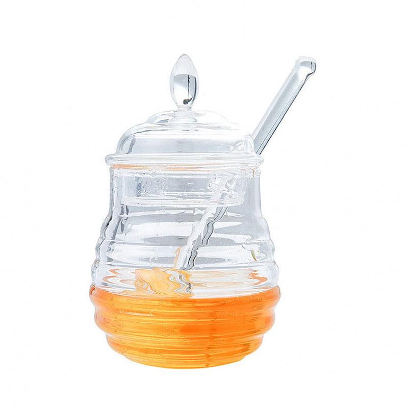 Honey Pot With Stirring Rod 265ml/245ml Jar Kitchen Storage Drop Bottles & Jars