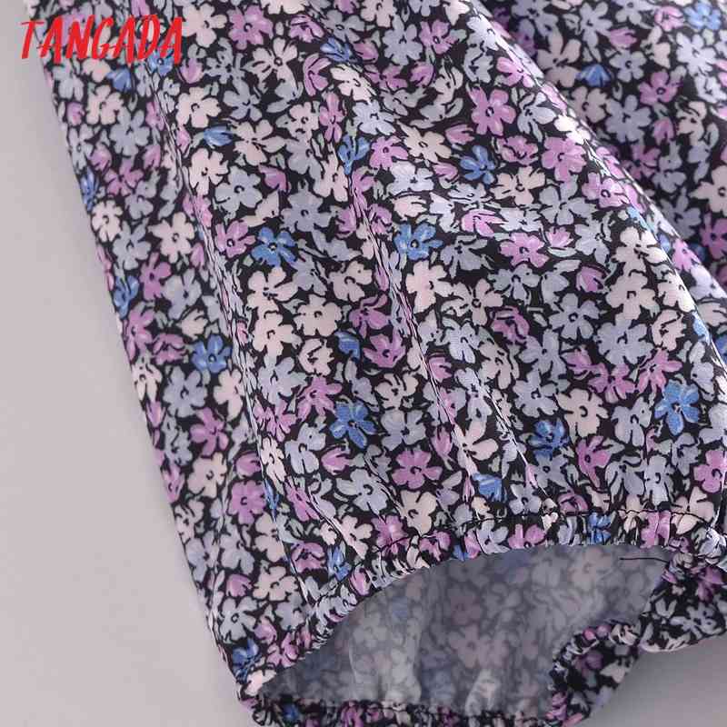Women Retro Flowers Print Oversize Collar Sleeve Chic Female Short Blouse Shirt Tops 3A62 210416