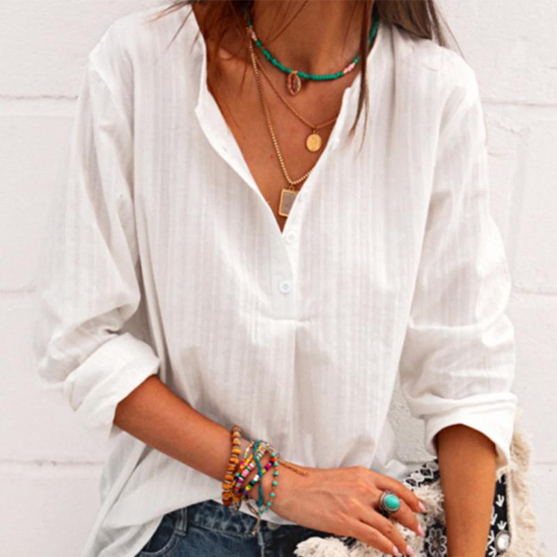 Women's Blouses & Shirts Cotton Linen Women Fashion V Neck Solid Color Long Sleeve Pullover Shirt Casual Vintage Elegant Loose Office Ladies, White
Women's Blouses & Shirts Cotton Linen Women Fashion V Neck Solid Color Long Sleeve Pullover Shirt Casual Vintage Elegant Loose Office Ladies, White