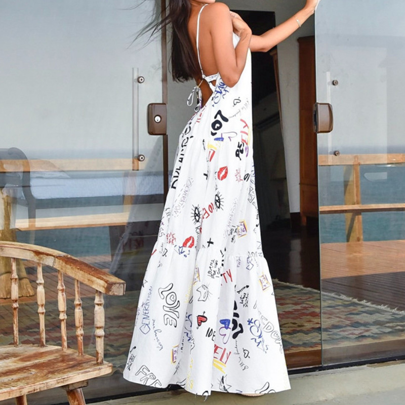 Z-ZOUX Women Dress Sleeveless Backless Printed Spaghetti Strap Maxi Dresses Sexy Long Summer Dress Plus Size Ladies Dresses 210409