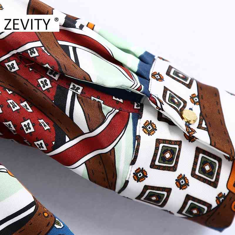 Zevity Women Vintage Patchwork Geometric Chain Print Hem Press Pleated Mini Shirt Dress Office Ladies Chic Court Vestido DS4620 210409