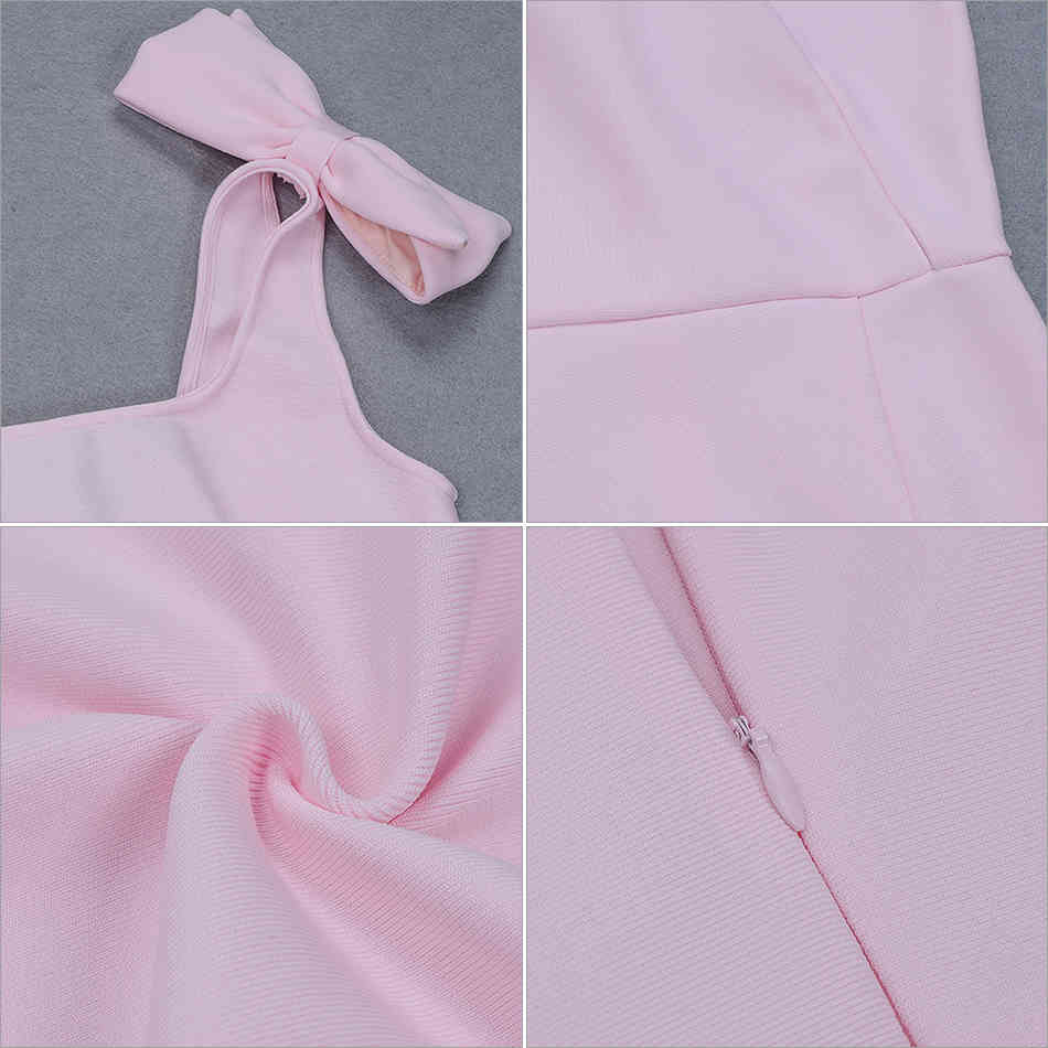 Summer Women Bandage Dress Sexy Sleeveless Spaghetti Strap Pink Bow Mermaid Club Celebrity Party Dresses Vestidos 210423