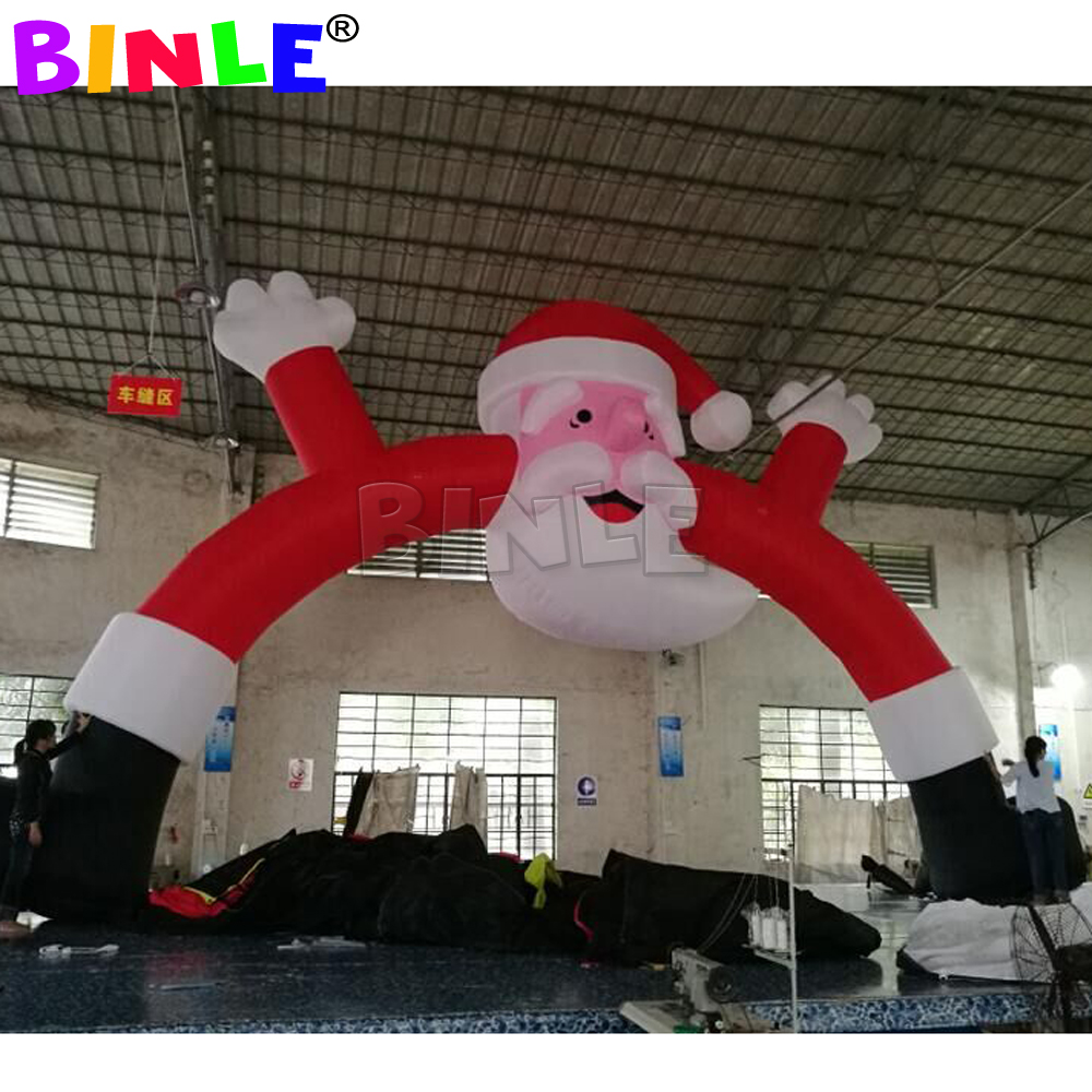 Attractive Durable Giant Xmas Inflatable Christmas Arch With Santa Claus Entry Gate Archway for Event Decoration