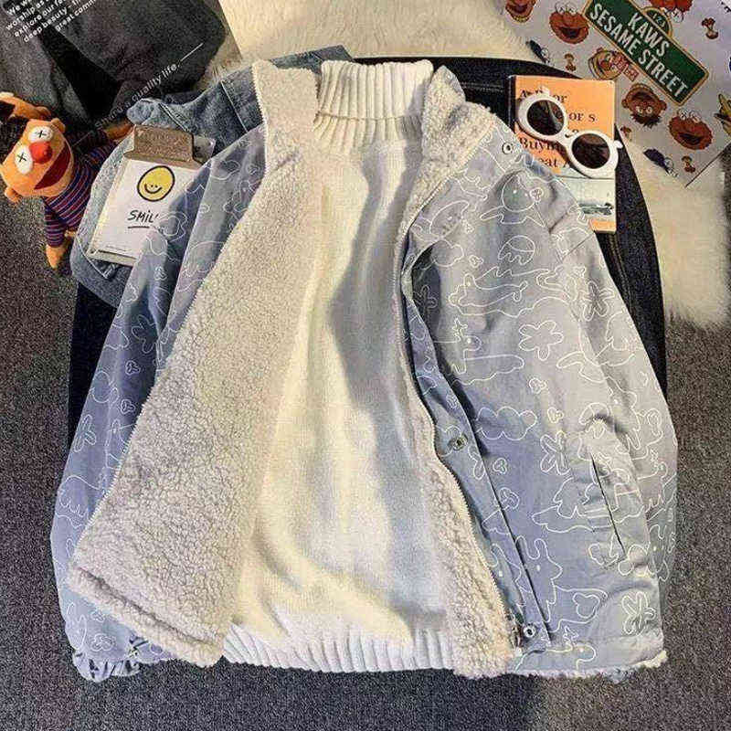 Varsity Jacket Women's Baseball Bomber Jackets Coat Campus Street Patchwork Double Sided Can Lambswool Women Coats Wear tops 211120